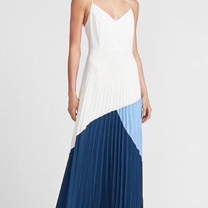 Pleated Color Block Dress